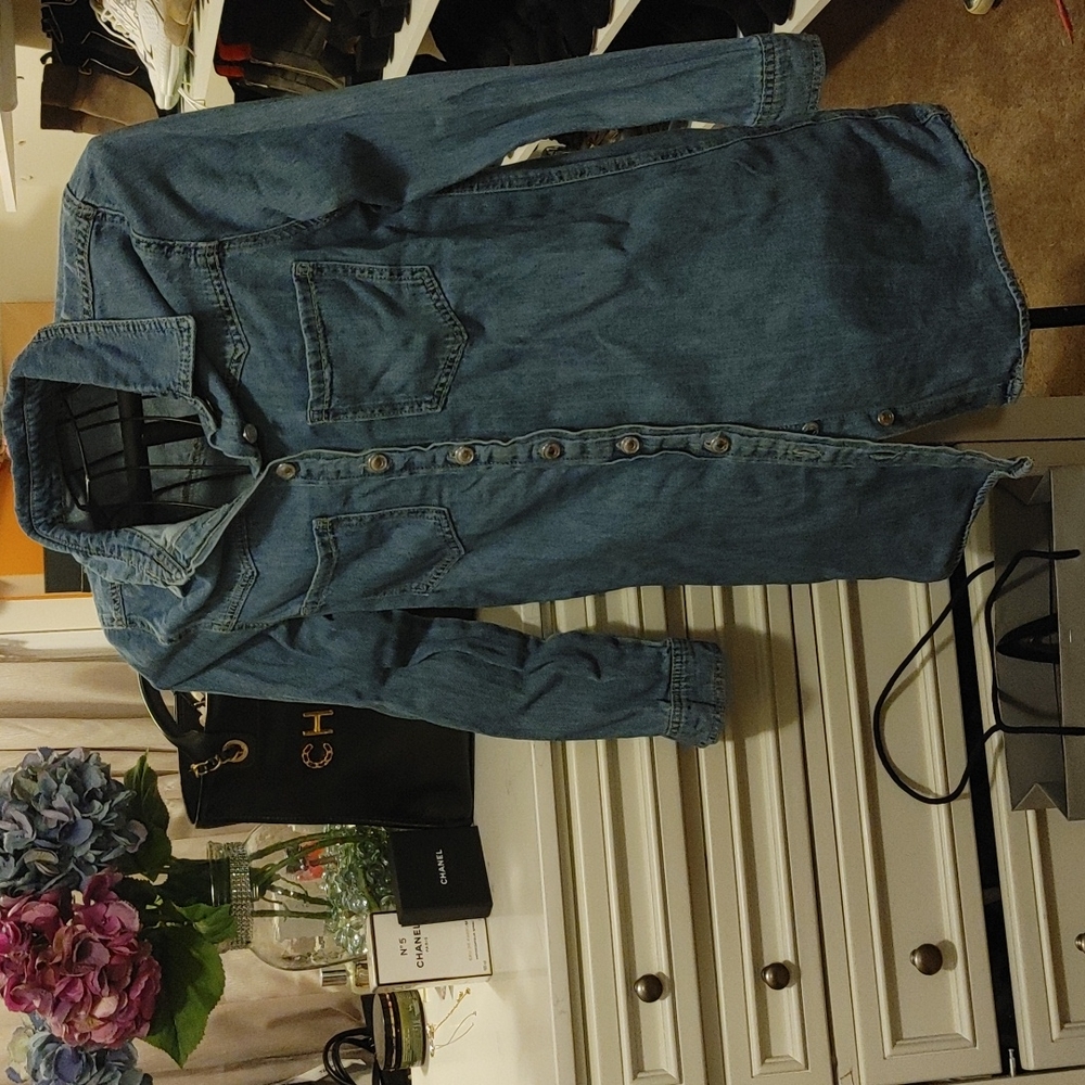 Denim button down shirt dress